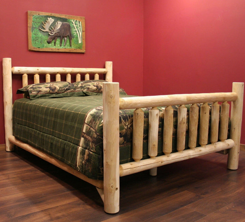 Queen Size Bed Frame - 65" X 93-95" X 48" Clear Wood Queen Bed