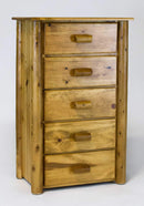 Wooden Chest - 32" X 20" X 52"  Light Honey Wood 5 Drawer Chest