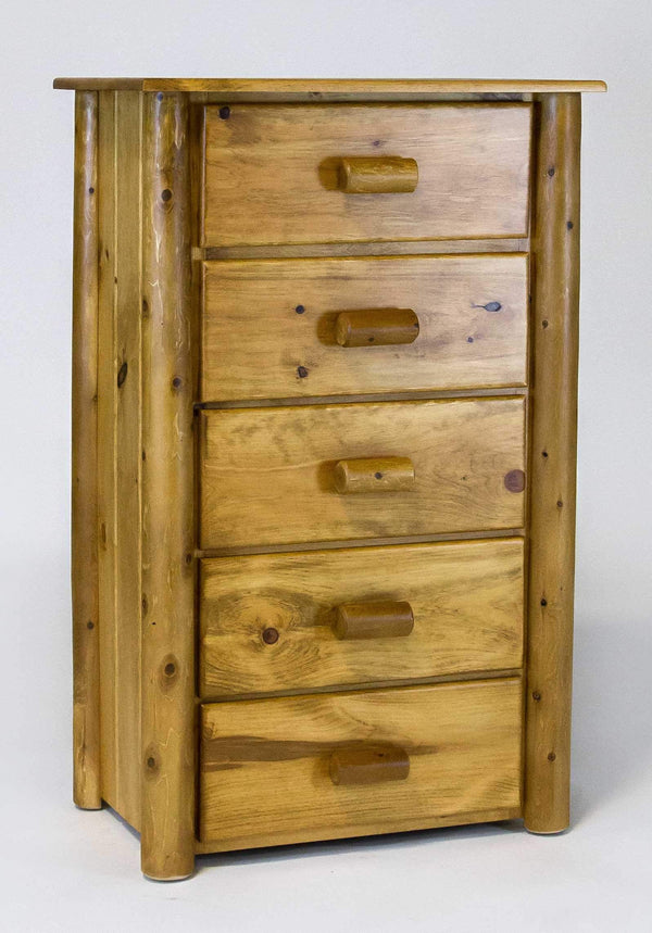 Wooden Chest - 32" X 20" X 52"  Light Honey Wood 5 Drawer Chest