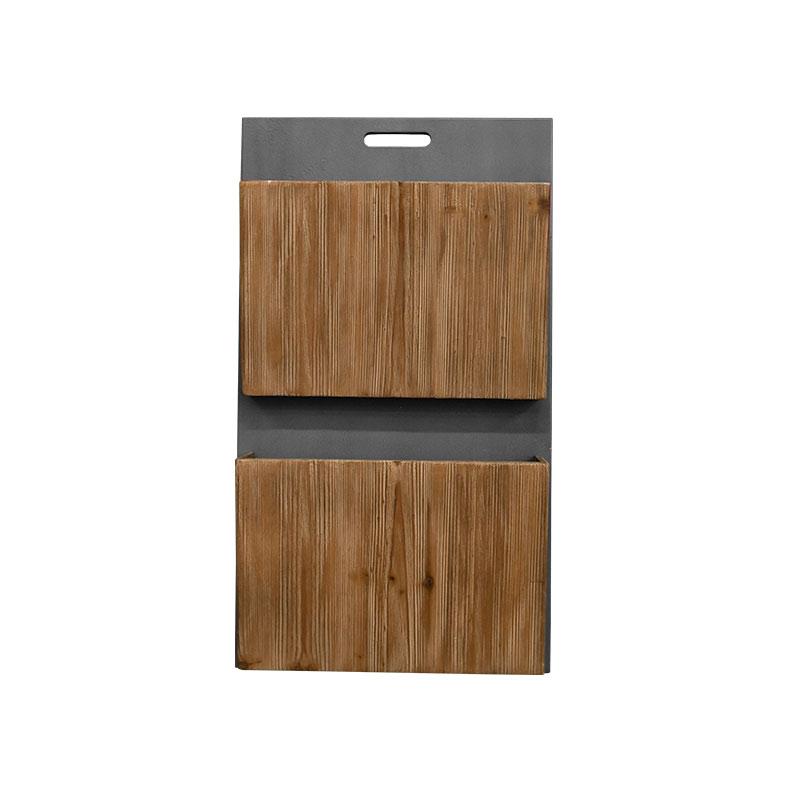 Wood Wall Decor - 4" x 15" x 26" Gray, Wood, Wall Storage/Wood Wall 2-tier Magazine Rack