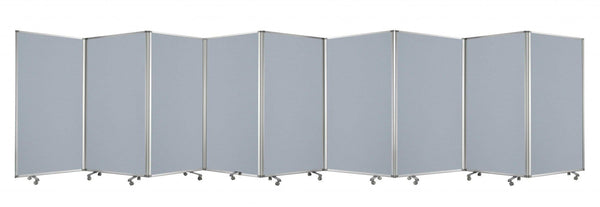 Folding Screen - 318" x 1" x 71" Metal, Grey, 9 Panel, Screen