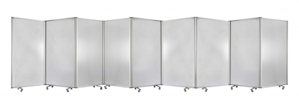 Folding Screen - 318" x 1" x 71" Clear, Metal, 9 Panel, Resilient Screen