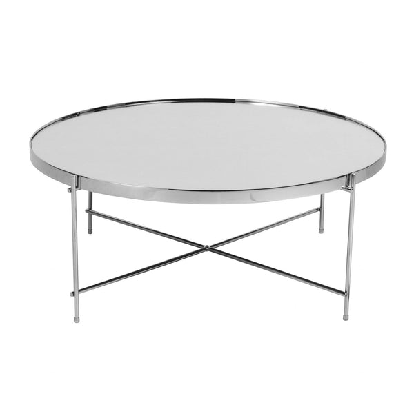 Cheap Coffee Tables - 32.49" X 32.49" X 13" Coffee Table in Silver Mirror and Chrome