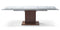 Modern Dining Table - 63" X 35" X 30" Walnut Glass/Stainless Steel Extendable Dining Table