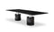 Kitchen and Dining Room Tables - 120" X 48" X 30" Black Marble Stainless Steel Dining Table