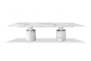 Kitchen and Dining Room Tables - 120" X 48" X 30" White Marble Stainless Steel Dining Table