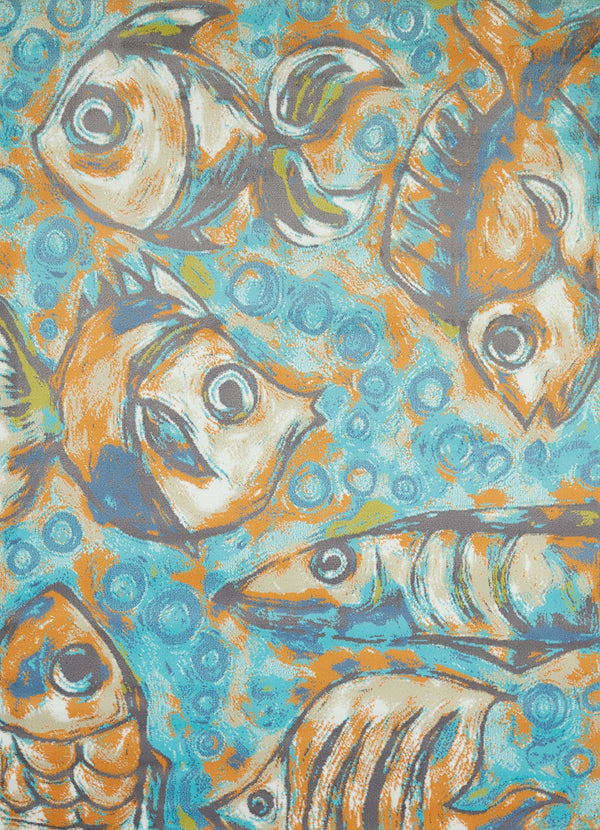Affordable Rugs - 31" x 47" x 0.43" Aqua Polypropylene Mat Rug