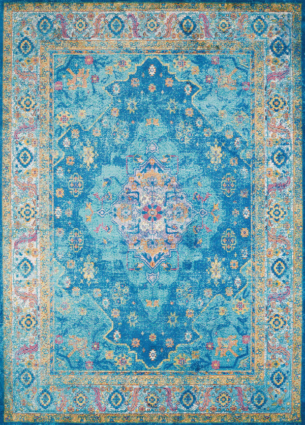 Blue Rug - 63" x 86" x 0.31" Cerulean Olefin/Polyester Area Rug