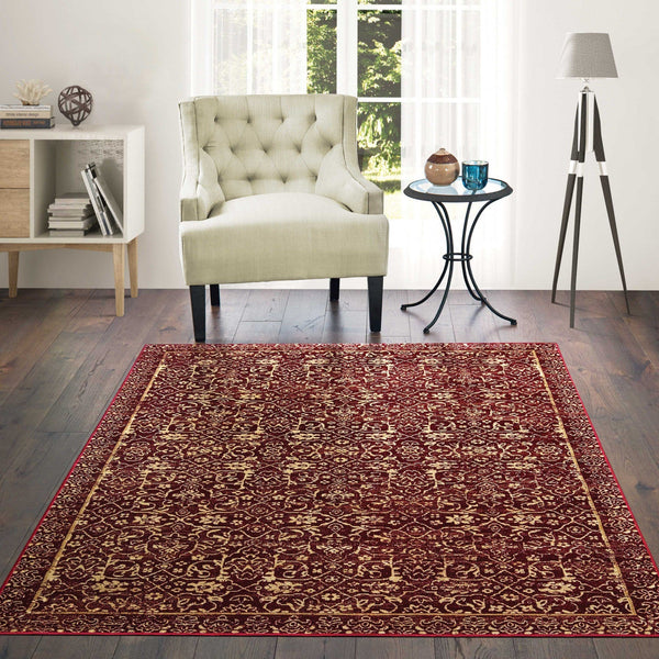 Red Rug - 90" x 114" x 0.13" Red Viscose Area Rug