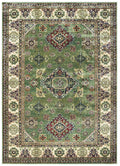 Entryway Rug - 31" x 157" x 0.13" Green Viscose Runner Rug