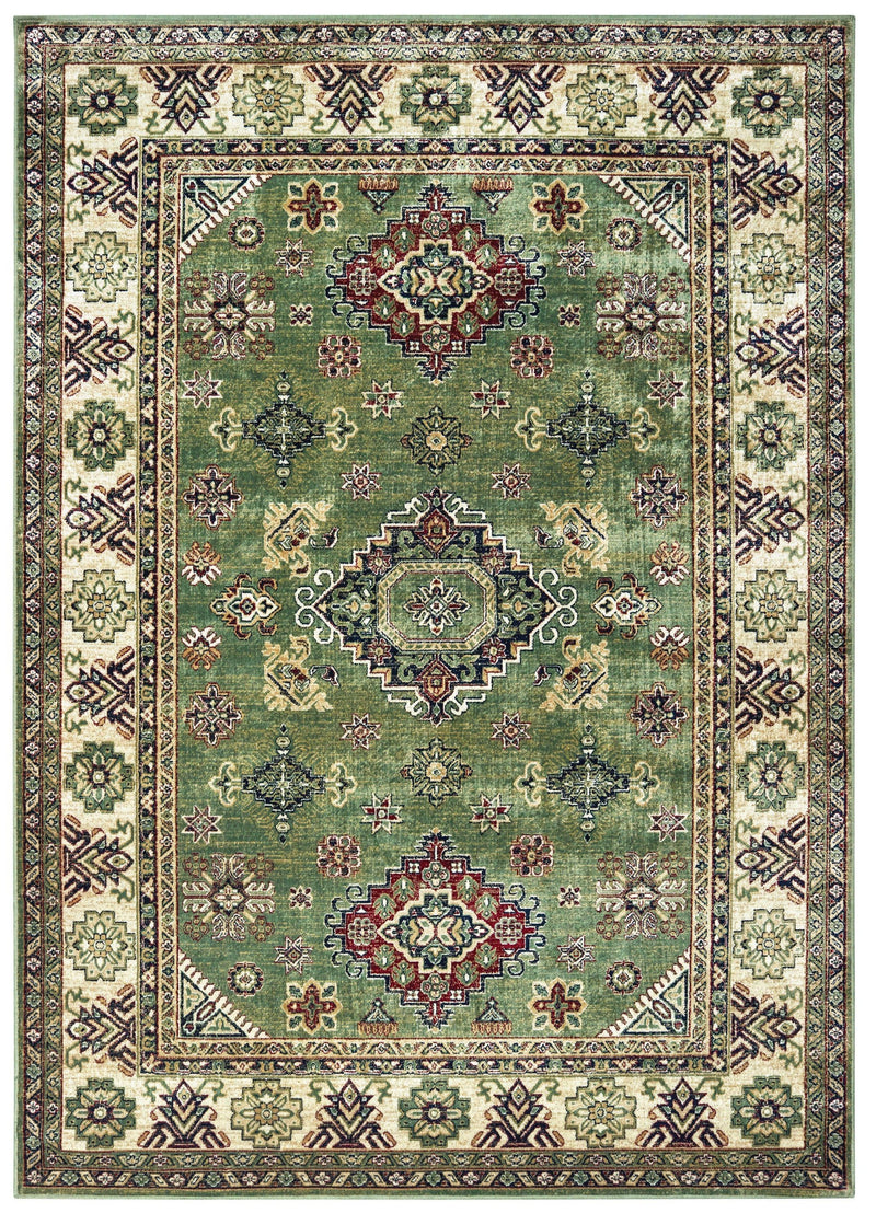 Entryway Rug - 31" x 157" x 0.13" Green Viscose Runner Rug