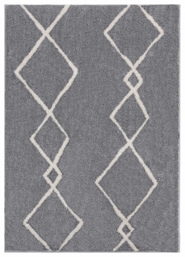 Modern Rugs - 63" x 86" x 1.2" Grey Microfiber Polyester Area Rug