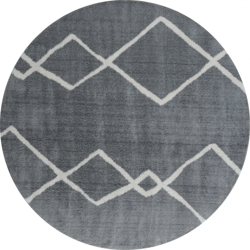 Clearance Rugs - 94" x 94" x 1.2" Grey Microfiber Polyester Round Rug