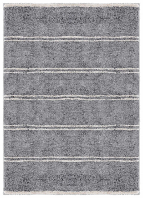 Contemporary Rugs - 23" x 36" x 1.2" Grey Microfiber Polyester Accent Rug