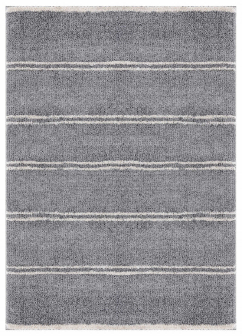 Contemporary Rugs - 23" x 36" x 1.2" Grey Microfiber Polyester Accent Rug