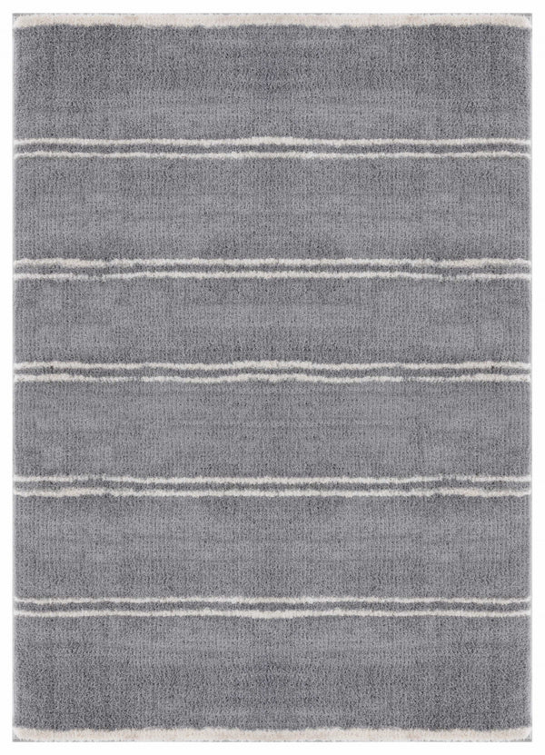 Contemporary Rugs - 63" x 86" x 1.2" Grey Microfiber Polyester Area Rug