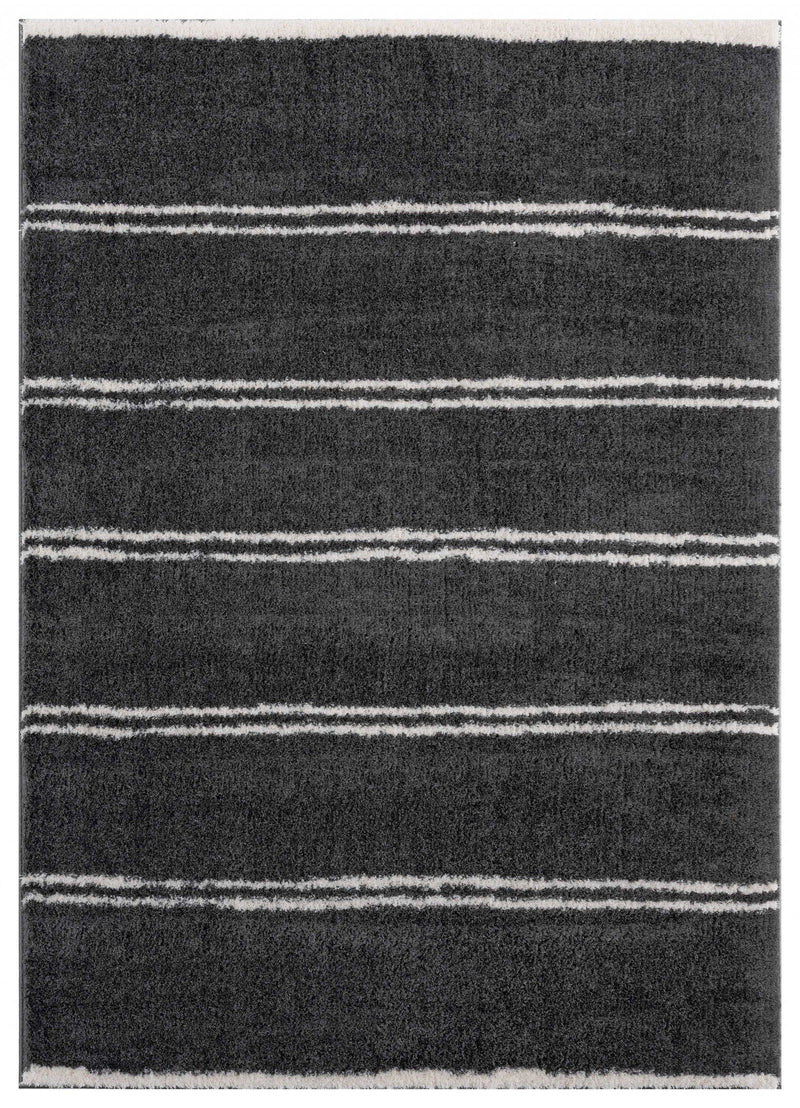 Contemporary Rugs - 63" x 86" x 1.2" Smoke Microfiber Polyester Area Rug