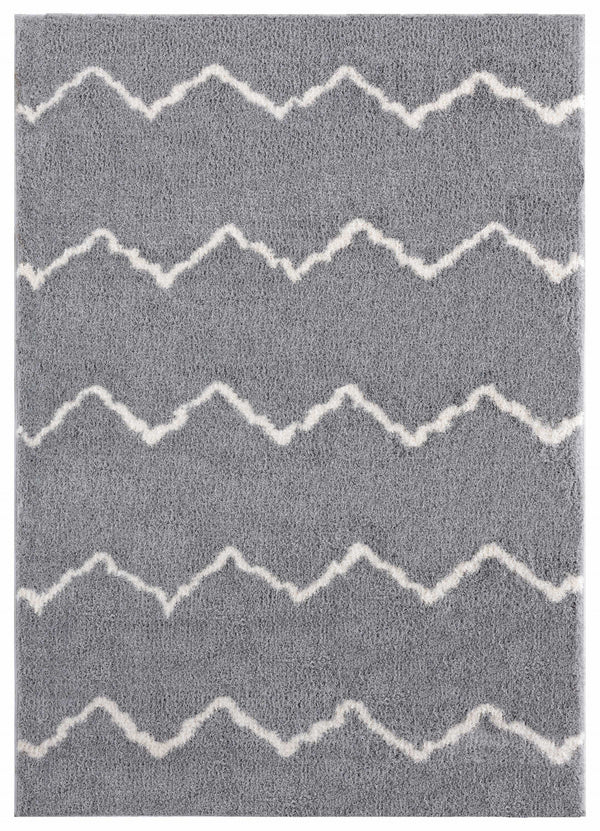 Contemporary Rugs - 23" x 36" x 1.2" Grey Microfiber Polyester Accent Rug