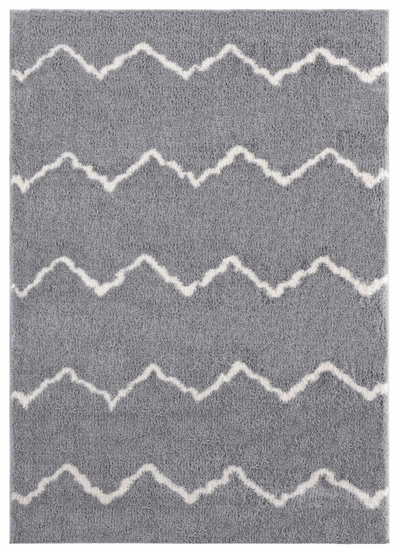 Contemporary Rugs - 23" x 36" x 1.2" Grey Microfiber Polyester Accent Rug