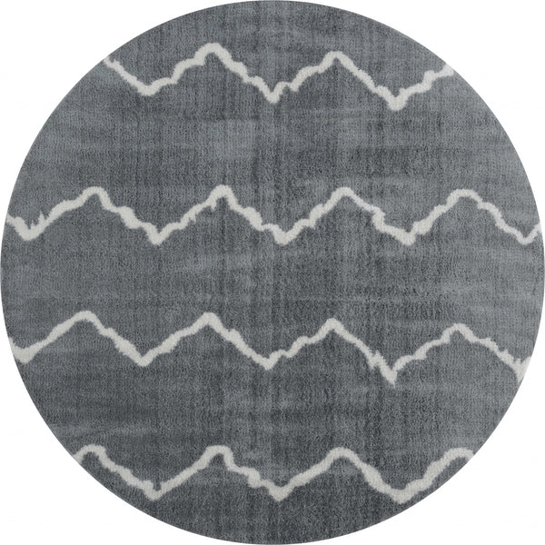 Contemporary Rugs - 94" x 94" x 1.2" Grey Microfiber Polyester Round Rug