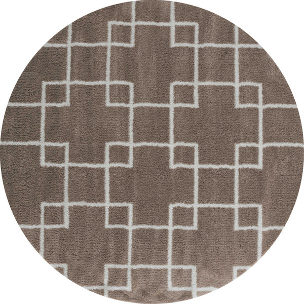 Dynamic Rugs - 94" x 94" x 1.2" Beige Microfiber Polyester Round Rug