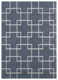 Blue and Grey Rug - 23" x 36" x 1.2" Blue/Grey Microfiber Polyester Accent Rug