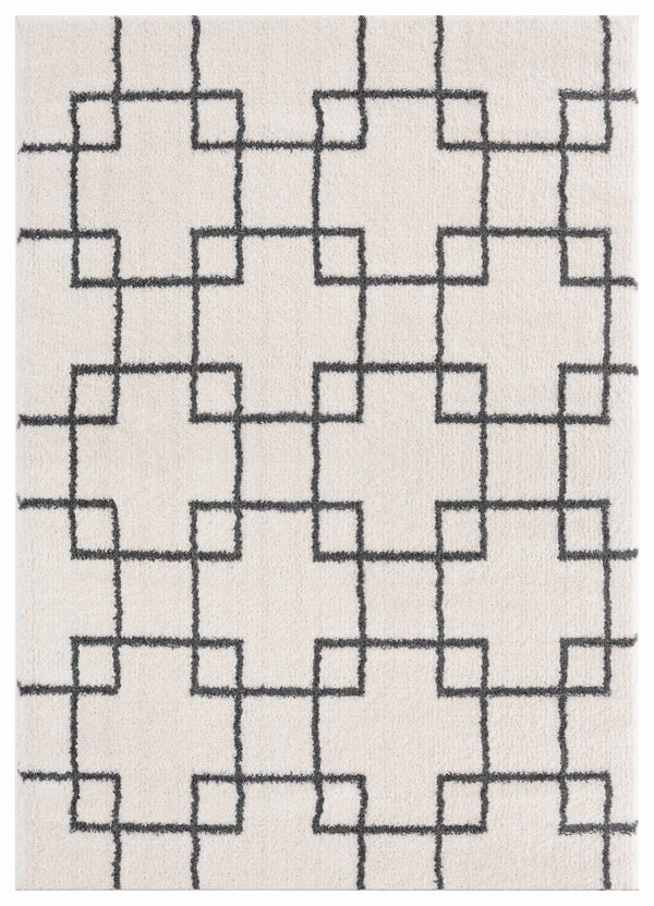 White Rug - 63" x 86" x 1.2" White Microfiber Polyester Area Rug