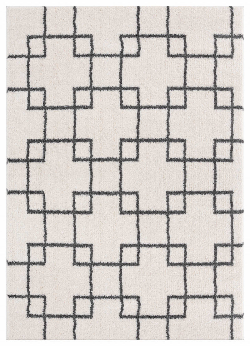 White Rug - 63" x 86" x 1.2" White Microfiber Polyester Area Rug