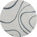 Blue and Grey Rug - 94" x 94" x 1.2" Blue/Grey Microfiber Polyester Round Rug