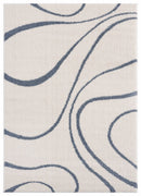 Blue and Grey Rug - 94" x 126" x 1.2" Blue/Grey Microfiber Polyester Oversize Rug