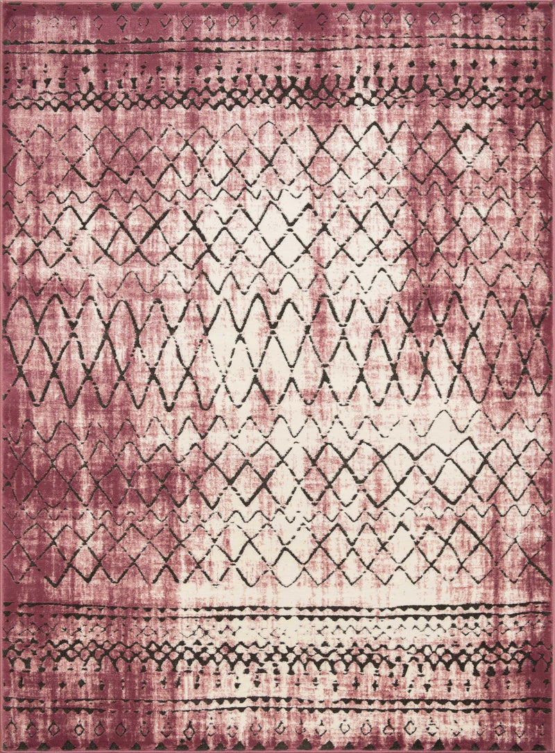 Bedroom Carpet - 22" x 36" x 0.43" Mauve Polypropylene/Polyester Accent Rug