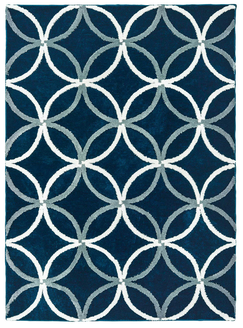 Designer Rug - 63" x 86" x 1.2" Denim Blue Microfiber Area Rug