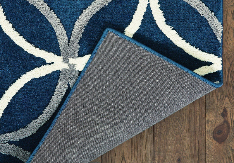Designer Rug - 63" x 86" x 1.2" Denim Blue Microfiber Area Rug