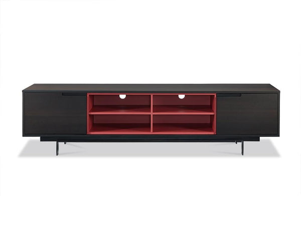 Rustic Furniture - 87" X 19" X 22" Smoke Oak Veneer TV Unit
