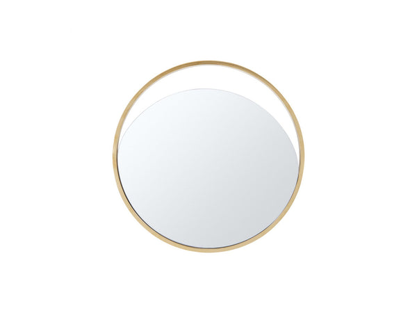 Black Mirror - 23" X 1.5" X Black Polished Gold Glass Small Round Mirror