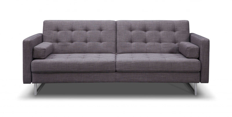 Modern Leather Sofa - 80" X 45" X 13" Gray Stainless Steel Sofa Bed