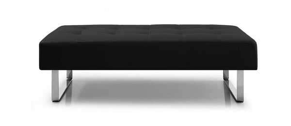 Bedroom Bench - 52" X 24" X 16" Black Faux Leather Bench