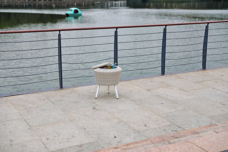 Couch Side Table - 31" X 29" X 29" Beige Aluminum Side Table