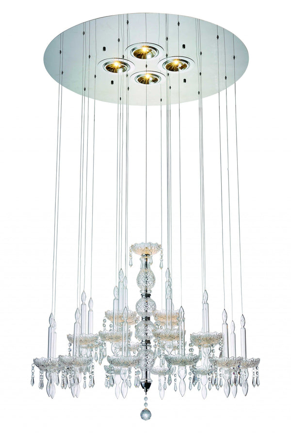 Lamps For Sale - 33" X 33" X 55" Clear Crystal Glass Pemdant Lamp