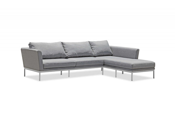 Grey Sectional - 110" X 34" X 28" Dark Gray Aluminum Sectional & Chaise