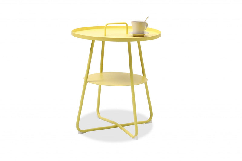 Sofa Side Table - 19" X 19" X 23" Yellow Aluminum Side Table