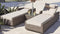 Furniture - 78" X 29" X 35" Brown 3-Piece Outdoor Arm Chaise Lounge Set with Cushions