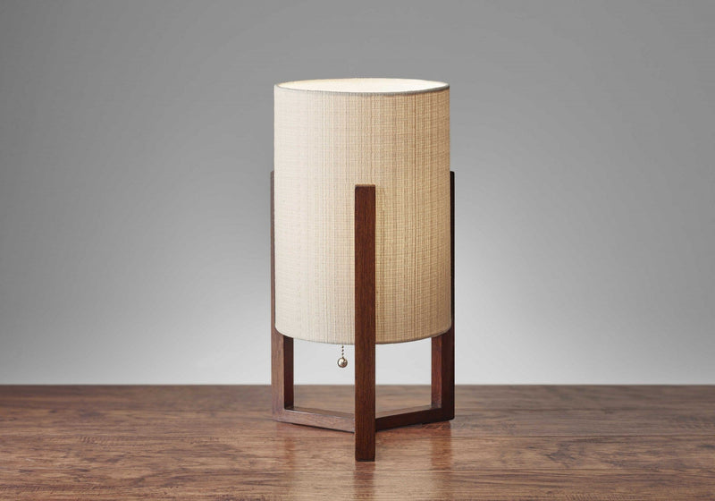 Wooden Table - 9" X 9" X 17" Walnut Wood/Fabric Table Lantern