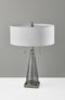 Cheap Table Lamps - 15" X 15" X 23" Brushed Steel Metal/Glas Table Lamp