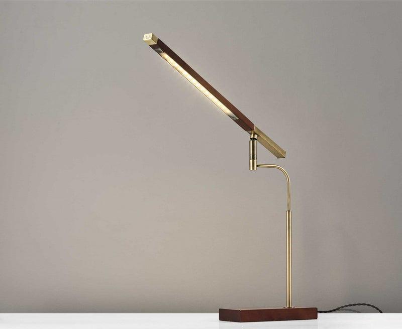 Lamps For Sale - 22" X 16-23" X 16.5-28.5" Walnut Wood LED Desk Lamp