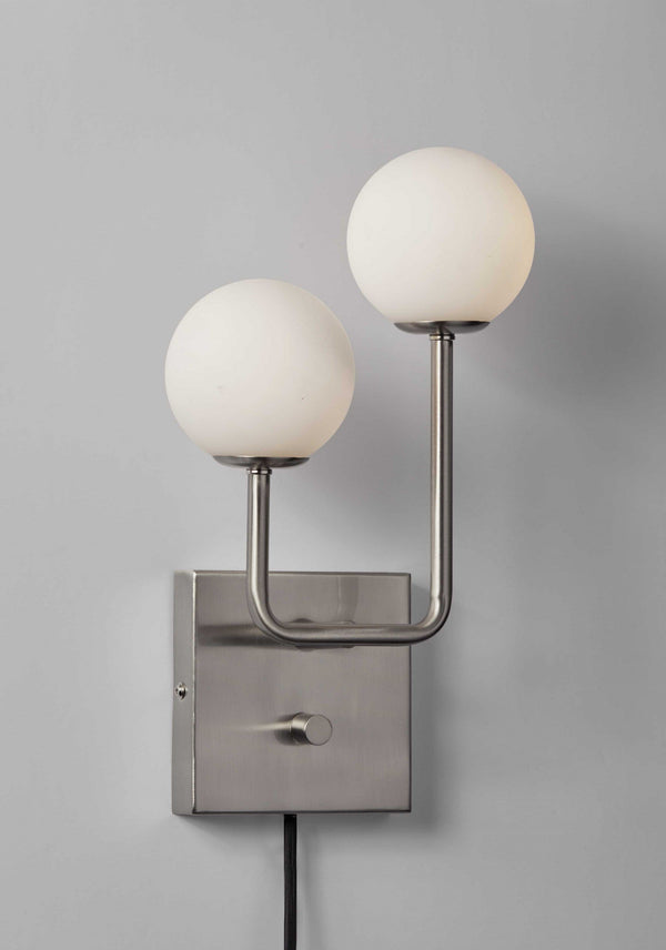 Lamps For Sale - 8" X 4" X 13.5" Brushed Steel Glass/Metal Wall Lamp