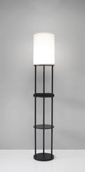 Lamps For Sale - 11" X 11" X 66.5" Black Wood Station Shelf Floor Lamp