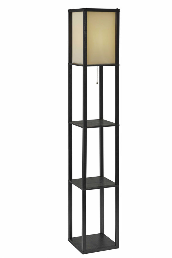 Lamps For Sale - 10.25" X 10.25" X 63" Black Wood Shelf Floor Lamp