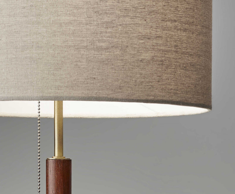 Contemporary Table Lamps - 15" X 7" X 26.25" Walnut Wood/Metal Table Lamp