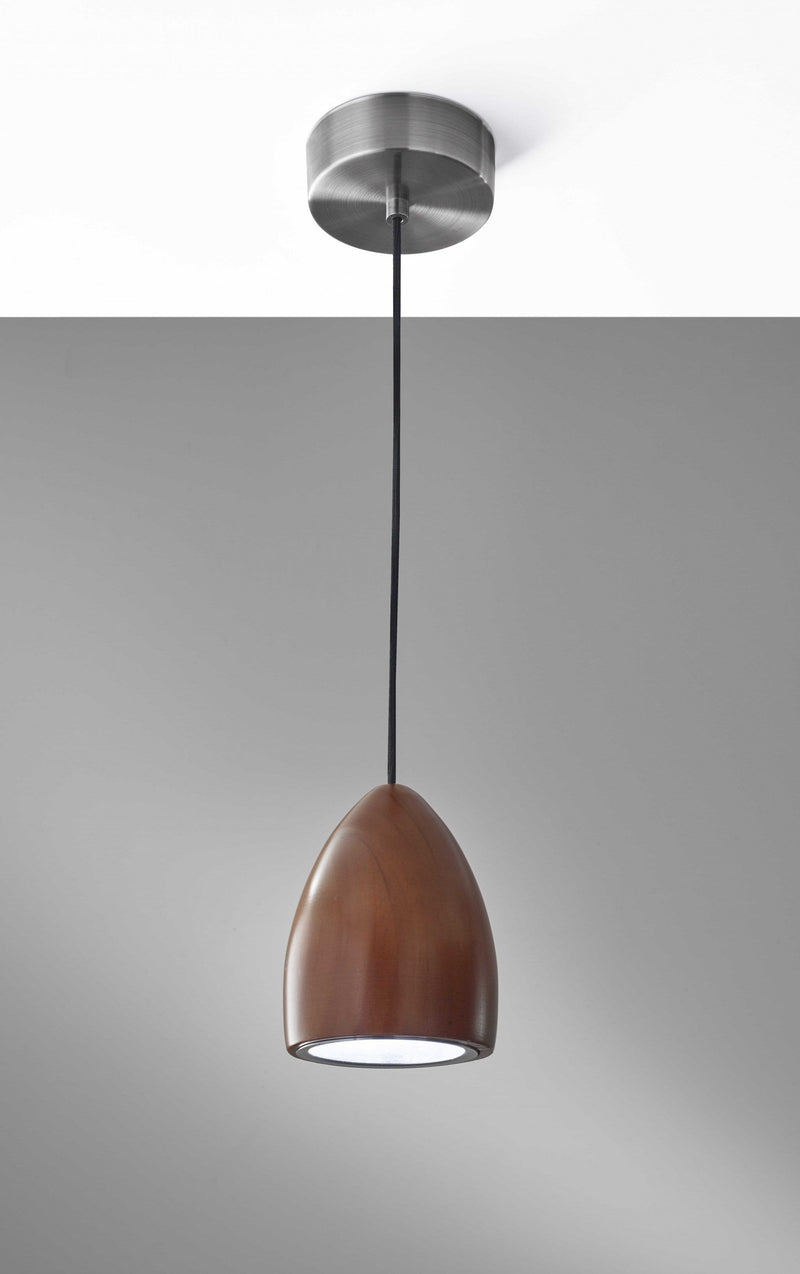 Rustic Pendant Lighting - 3.75" X 3.75" X 4" Walnut Wood LED Oval Pendant